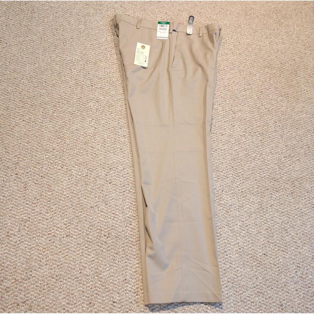 Haggar ECLO Smart Fiber Dress Pants Mens 34x30 Khaki Straight Fit Comfort Waist